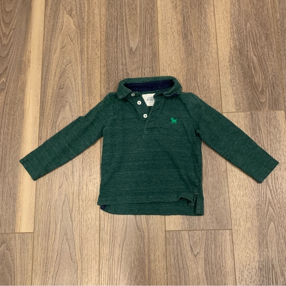 Mini Boden Long Sleeve Elbow Patch Polo Top